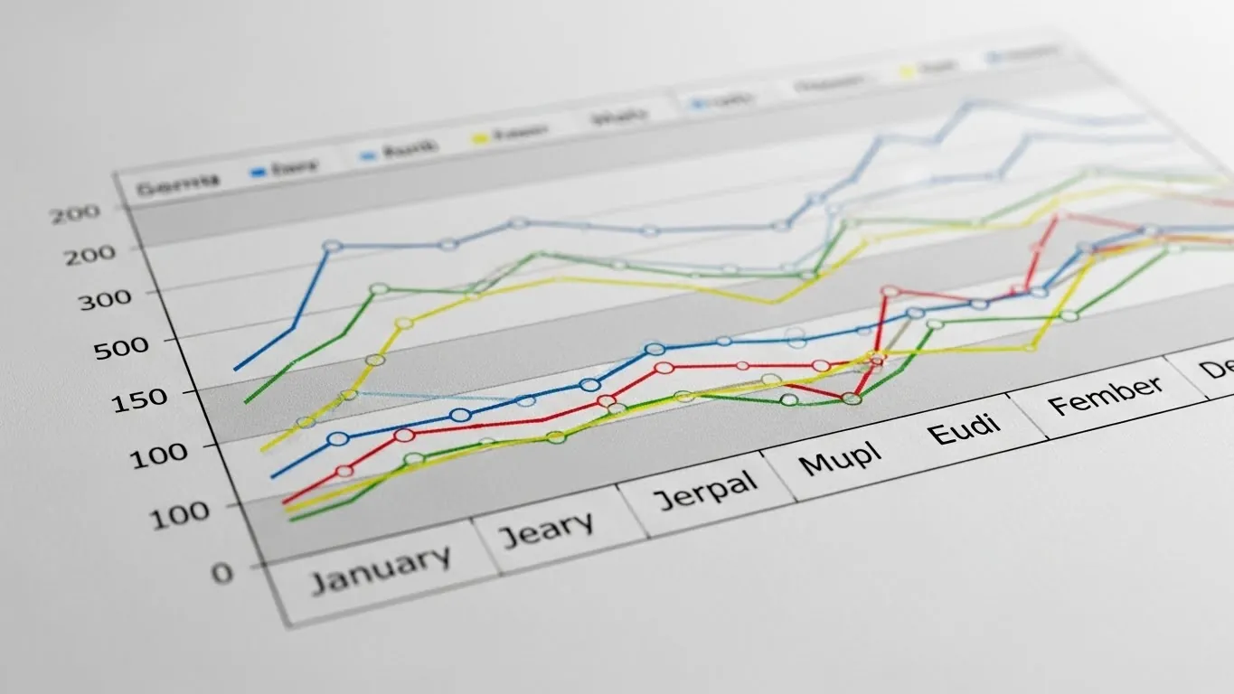 Uma folha com um gráfico de linhas